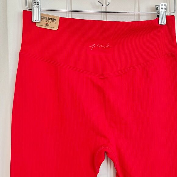 NWT Victoria's Secret PINK Active Seamless 7/8 Waistband Pocket Red Leggings Lg - Picture 5 of 12